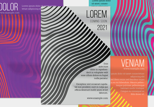 Charcoal Black Vertical Flyer Layout with Abstract Wavy Shapes