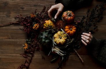 autumn and halloween decoration for home.