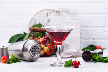 Red cherry martini summer cocktail