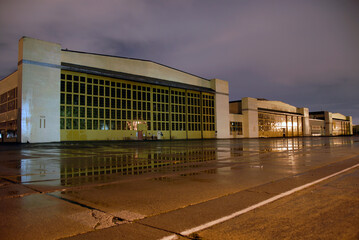Alameda hangar at night
