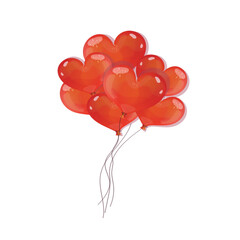 Fototapeta na wymiar A bunch of red heart shaped baloons.