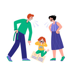 Parents scream at their daughter for poor grades. Frustrated parent concept. Negative aspects of family relationships.