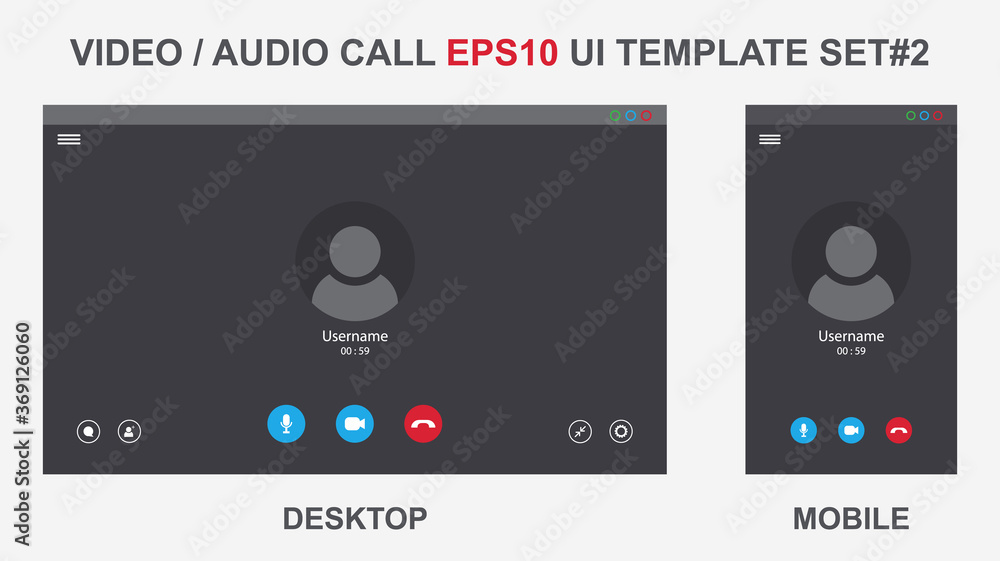 Poster online video call interface template with user icon. vector ui screen. online business webinar chat.