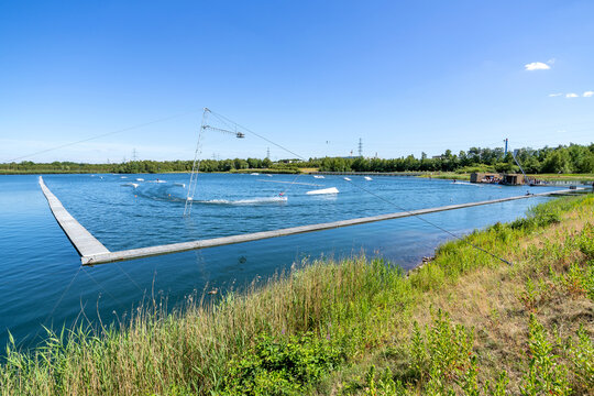 cable ski course in the municipal park of Norderstedt, Germany