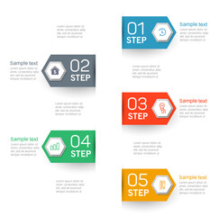 Infographic design template. Creative concept with 5 steps. Can be used for workflow layout, diagram, banner, webdesign. Vector illustration