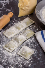 Homemade spinach ravioli Fresh Italian pasta