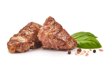 Grilled pork ribs, isolated on white background