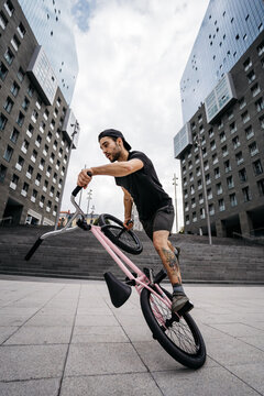 BMX Flatland rider doing a spin