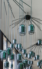 Modern decorative green predant lamps.