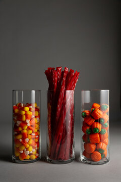 Halloween candy in glass jars.