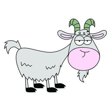 Cartoon goat on a white background