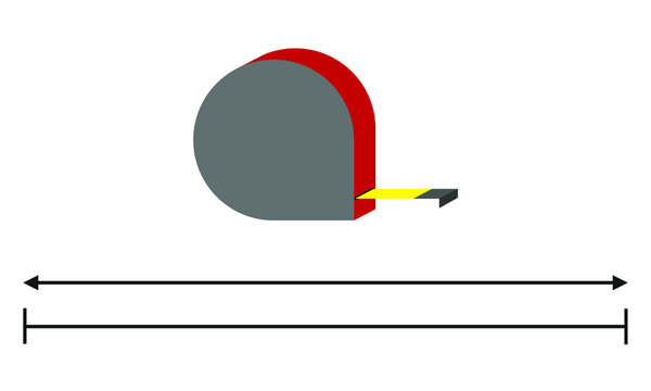 Tape measure and line on a white background