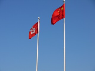 Flags of China and Hong Kong