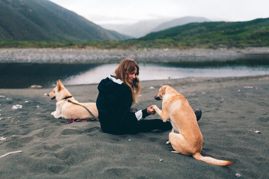 A Girl and Her Dogs