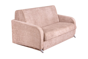 45 degrees view of light brown sofa furniture isolated on white background