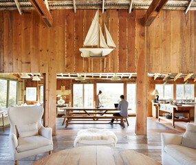 Multi-ethnic couple in farmhouse