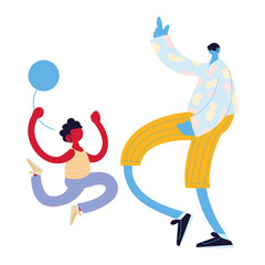 Fototapeta premium Father and son cartoon with balloon vector design