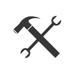 hammer and wrench crossed, silhouette style