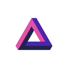 Polygonal Penrose triangle. Impossible geometric element. Optical illusion. Low poly design.