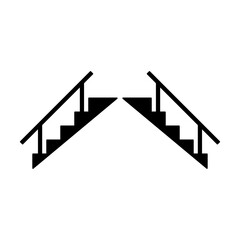 Stairs up and stairs down symbol set. Stairs icon upward, downward, isolated vector illustration set.