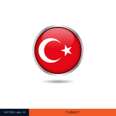 Obraz premium Turkey round flag vector design.