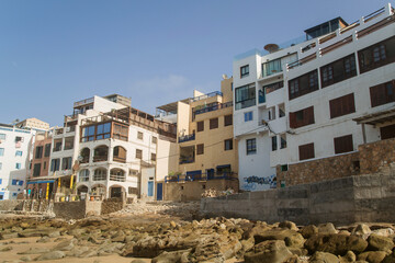 Fototapeta premium photo houses on the Atlantic ocean in a Moroccan village called tarazought near city Agadir Morocco 