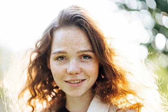 portrait of red-headed freckled girl