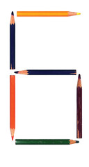NUMBER 6 isolated on a white background – part of an according here available alphabet set compiled of photographs of used color pencils
