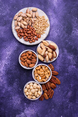 Almonds, pecan, macadamia, pistachio, and cashew