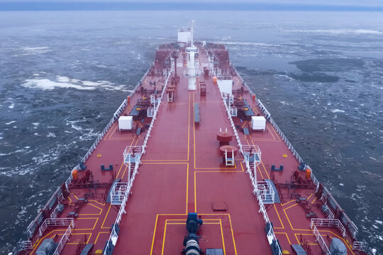 feed of a ship sailing in the Arctic. Landscape of the Arctic fr