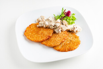 potato pancakes with mushrooms