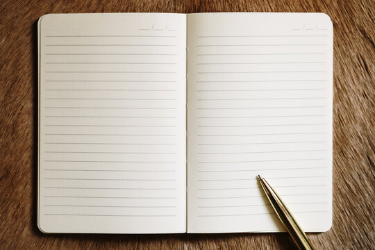 Close up of notebook an pen