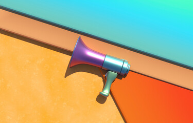 Megaphone on colorful background