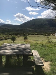 bench in the mountains