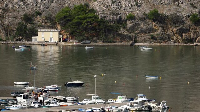 Small marina in Lopar on the island of Rab in Croatia