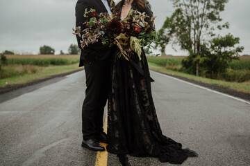 A skeleton themed engagement shoot