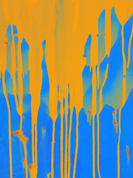 Close up of dripping graffiti paint on metal surface