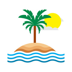 island tropic sea sun vector icon