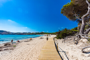 Fototapeta na wymiar Cala Agulla sand beach Spain, Balearic Islands, Mallorca, Cala Rajada