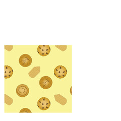 Crackers, biscuits and cookies vector seamless pattern