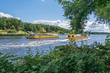 Tiefe Lake with the Potsdam Water Taxi in Potsdam, Germany