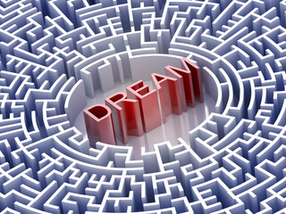 Conceptual maze, challenge and risk metaphor; original 3d rendering