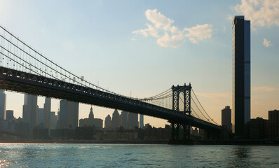 landscape of lower manhattan with east river NYC