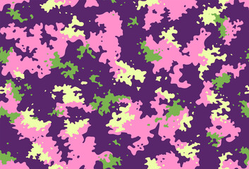 Fototapeta na wymiar Camouflage seamless pattern in bright colors for printing on fabrics for children's and sportswear