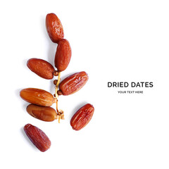 Creative layout made of dried dates. Flat lay. Food concept.