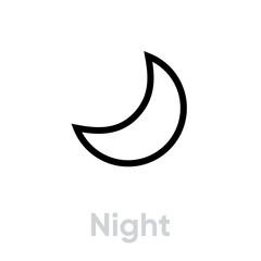 Naklejka na ściany i meble Night Religion icon. Editable line vector. Ancient oriental symbol of the crescent.