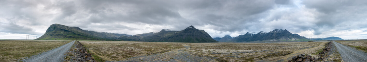 Panorama of Mountains at Southcoast, Iceland
