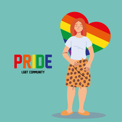 red hair woman cartoon with lgbti heart vector design