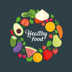 banner with vegetables and fruits, concept healthy food