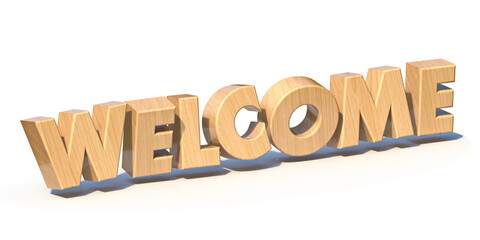 Wooden WELCOME text 3D